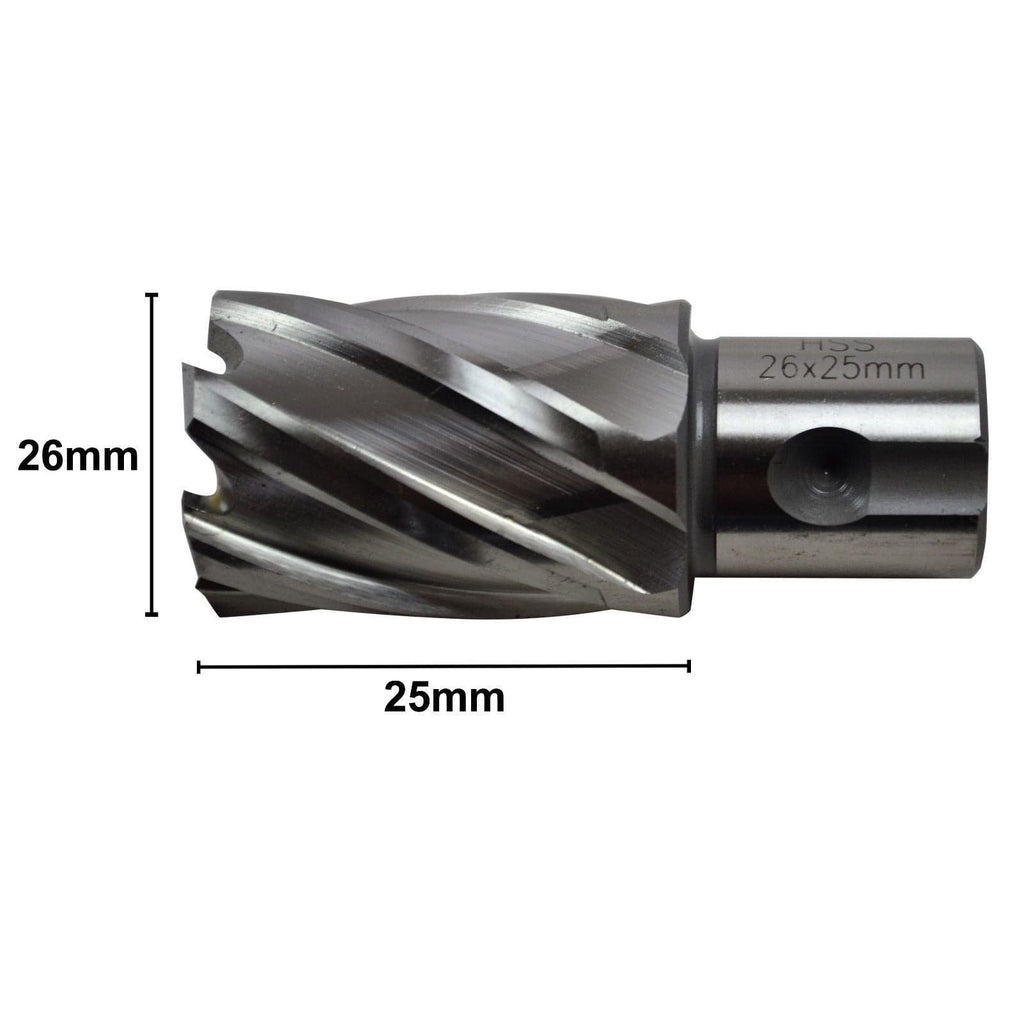 26 x 25mm D.O.C HSS Weldon Shank Annular Cutter-2