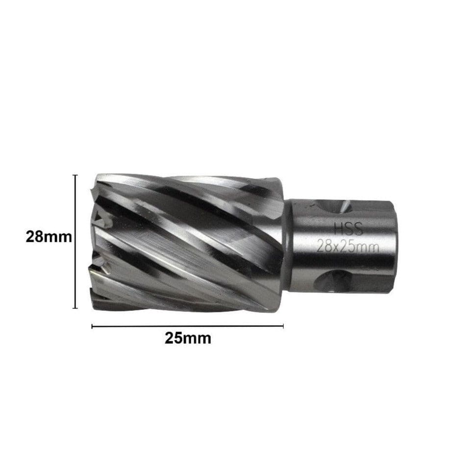 28 x 25mm D.O.C HSS Weldon Shank Annular Cutter-1