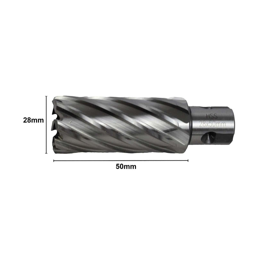 28 x 50mm D.O.C HSS Weldon Shank Annular Cutter-1