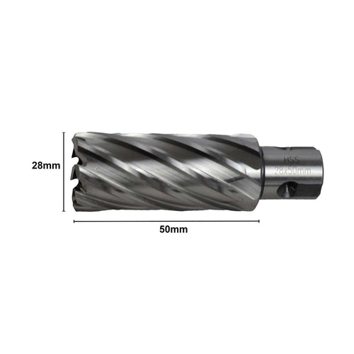28 x 50mm D.O.C HSS Weldon Shank Annular Cutter-1