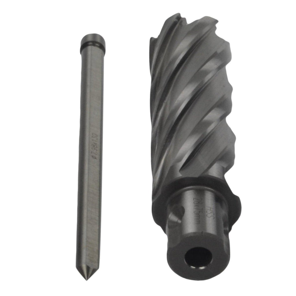 28 x 75mm D.O.C HSS Weldon Shank Annular Cutter with Pilot Pin-1