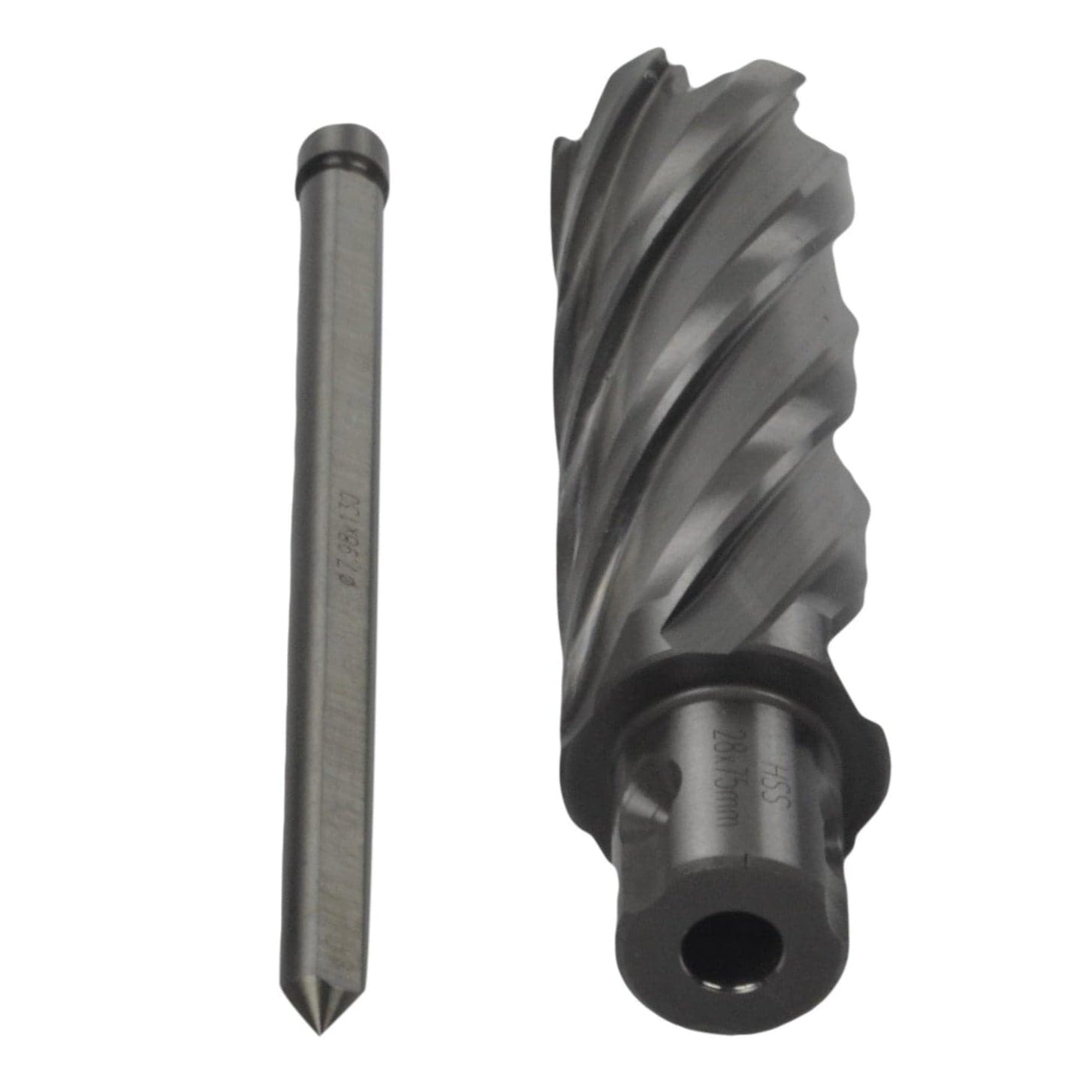 28 x 75mm D.O.C HSS Weldon Shank Annular Cutter with Pilot Pin-1