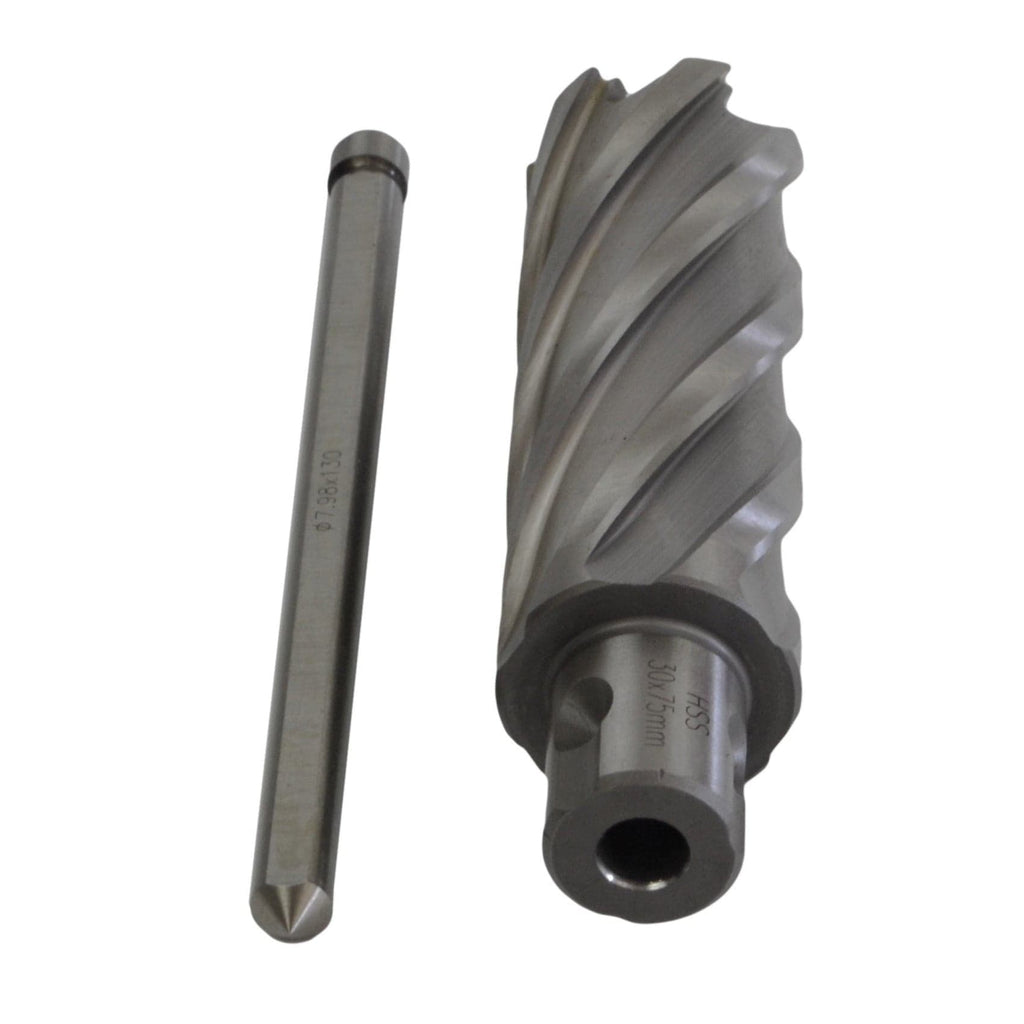 30 x 75mm D.O.C HSS Weldon Shank Annular Cutter with Pilot Pin-2