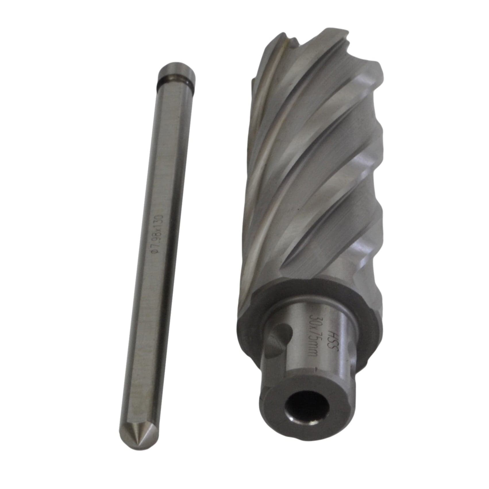 30 x 75mm D.O.C HSS Weldon Shank Annular Cutter with Pilot Pin-2