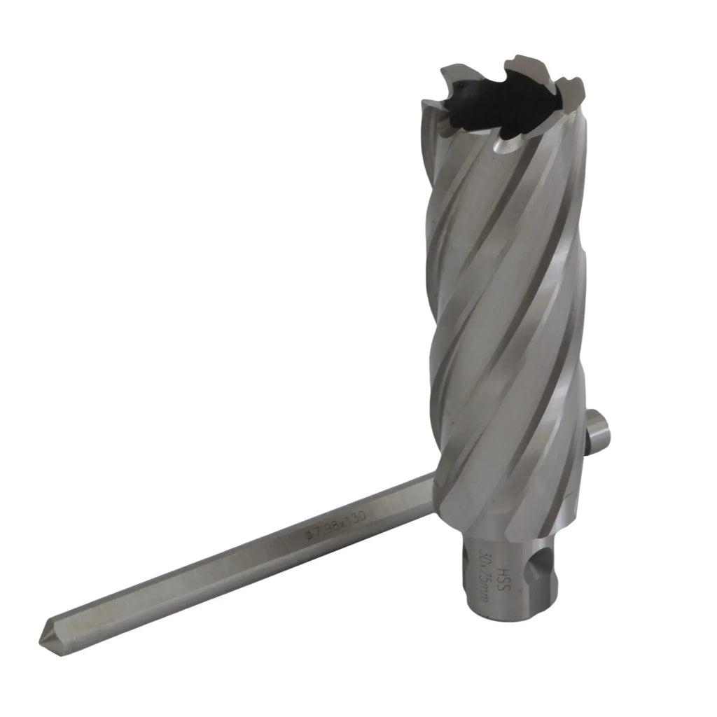 30 x 75mm D.O.C HSS Weldon Shank Annular Cutter with Pilot Pin-0