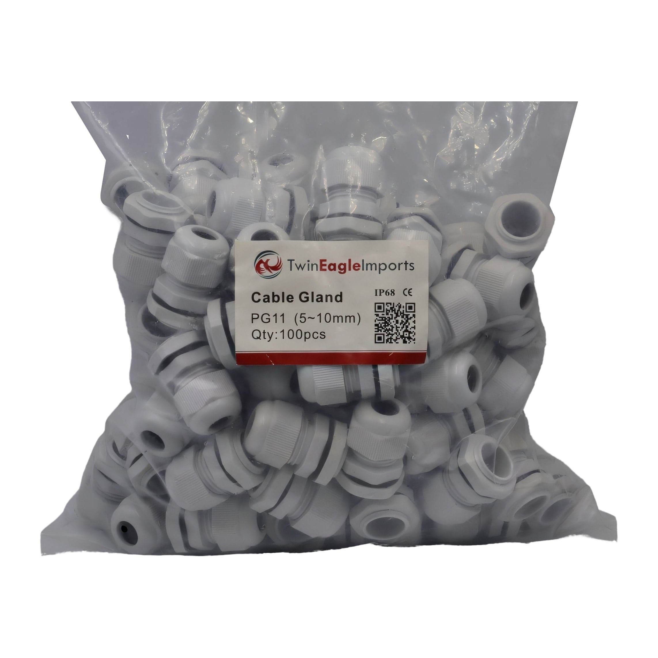 10 Pack IP68 PG11 White Nylon Cable Gland 5-10mm Cable Range-2