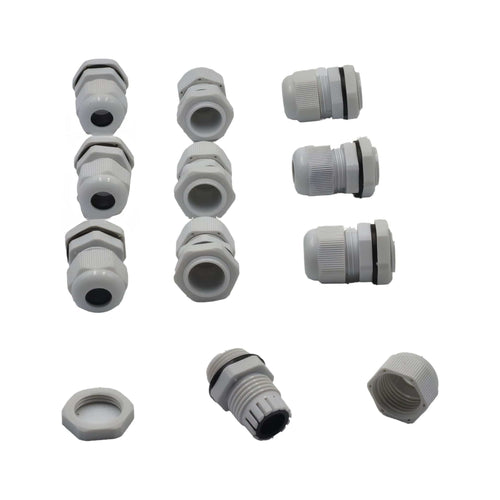 10 Pack IP68 PG11 White Nylon Cable Gland 5-10mm Cable Range-1