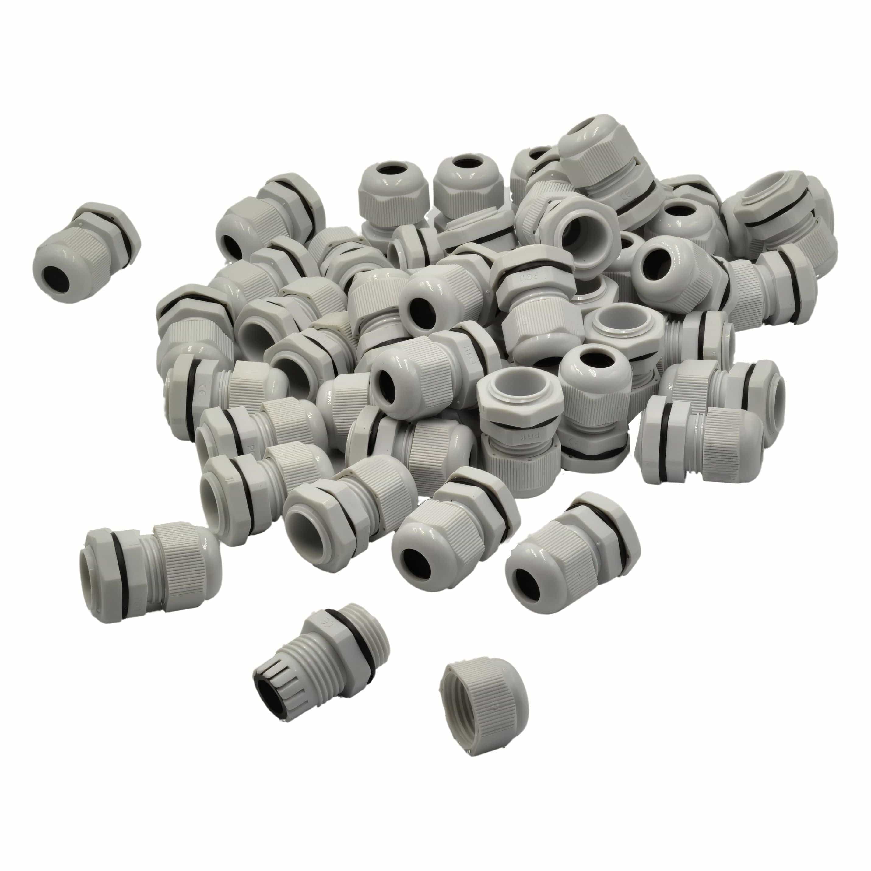 50 Pack IP68 PG11 White Nylon Cable Gland 5-10mm Cable Range-2