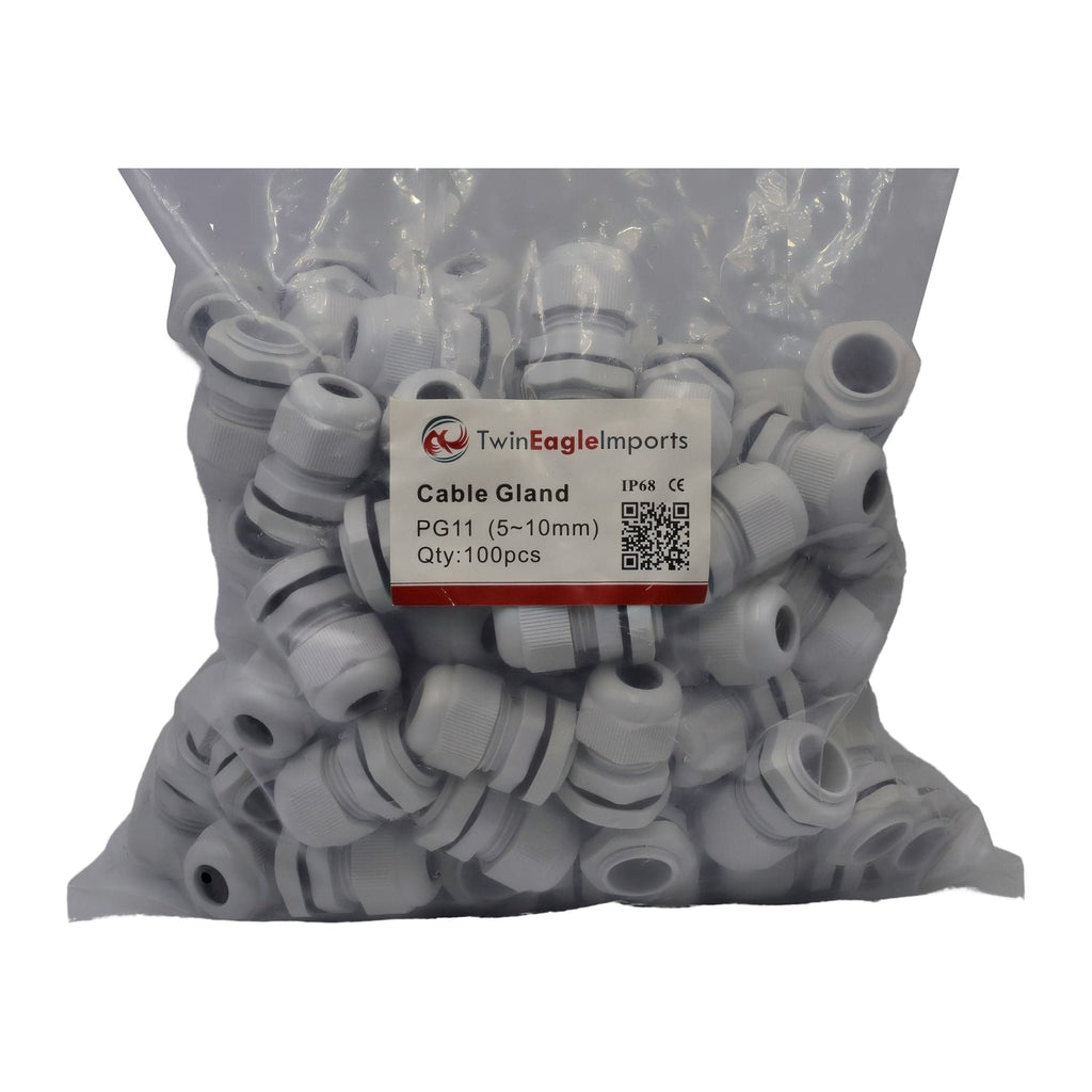 50 Pack IP68 PG11 White Nylon Cable Gland 5-10mm Cable Range-1