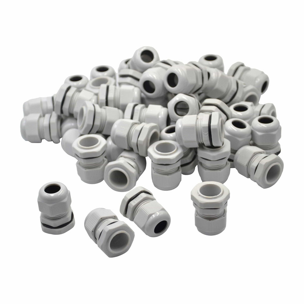 50 Pack IP68 PG13.5 White Nylon Cable Gland 6-12mm Cable Range-2