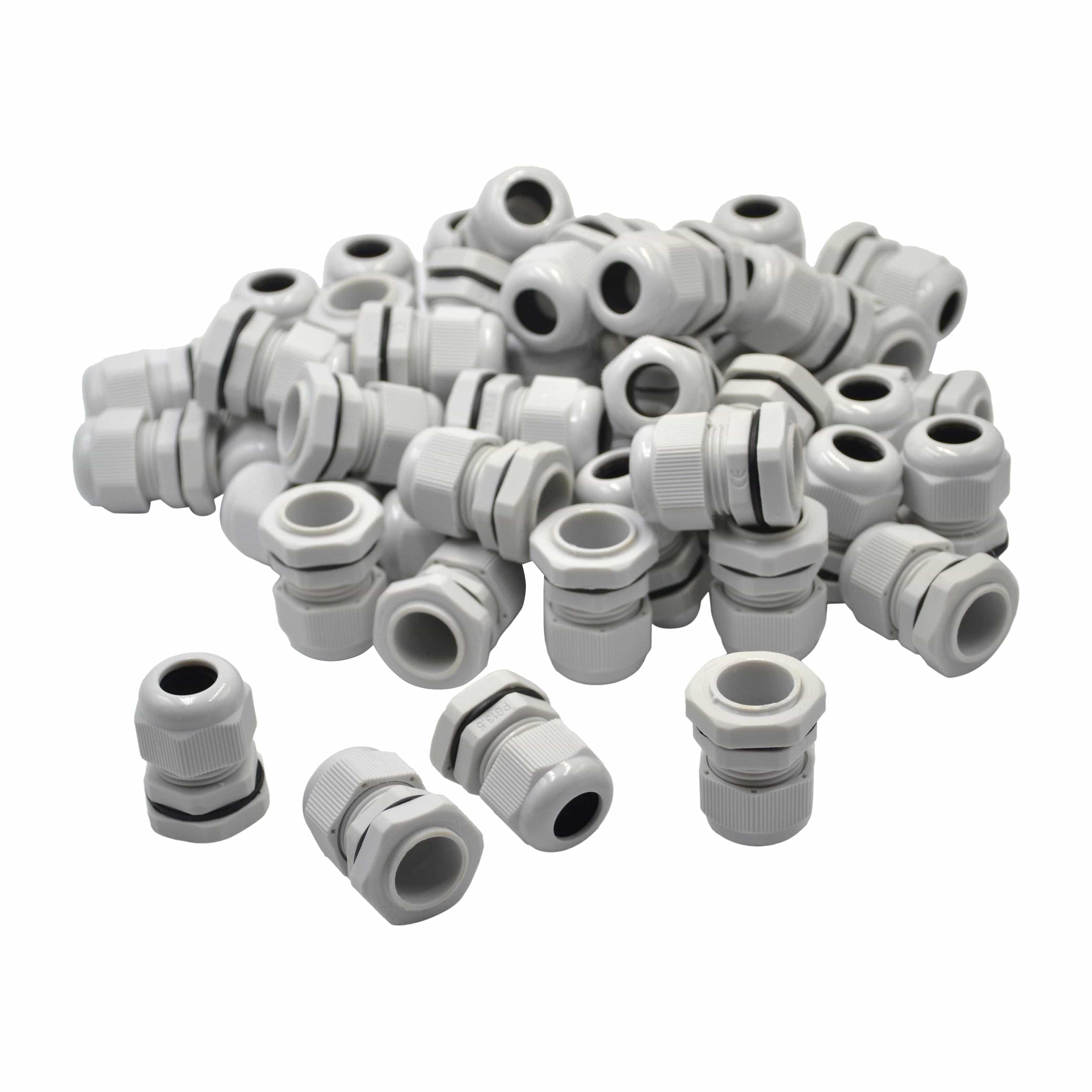 50 Pack IP68 PG13.5 White Nylon Cable Gland 6-12mm Cable Range-2