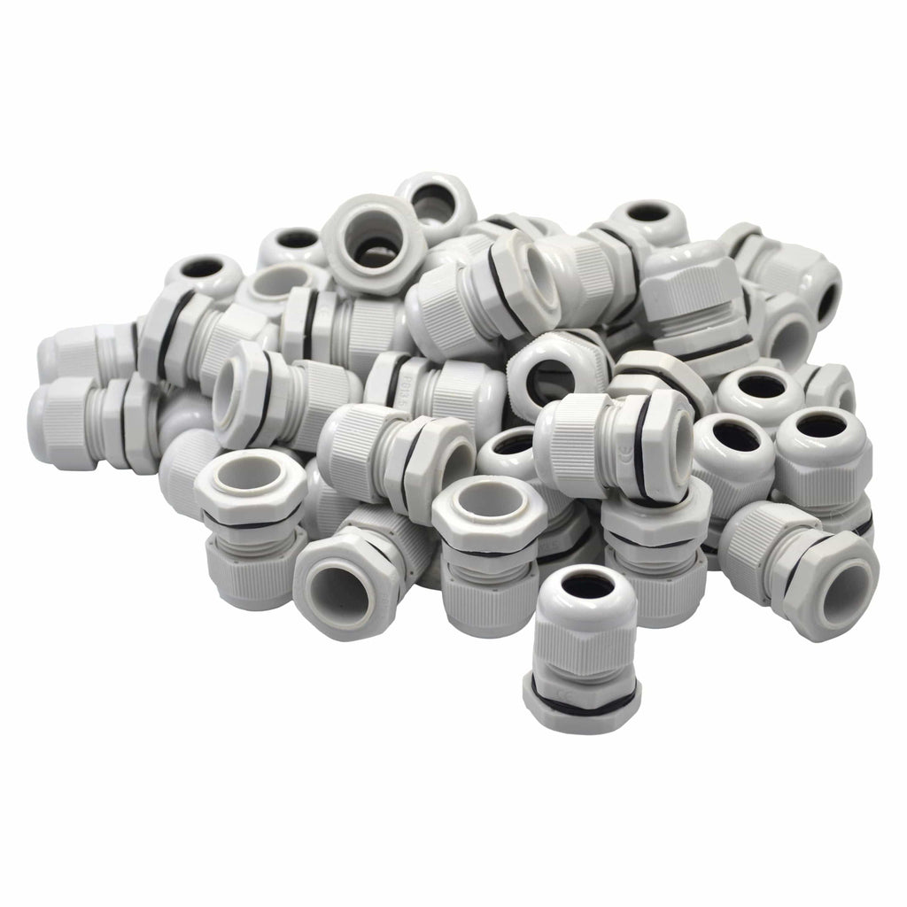 50 Pack IP68 PG13.5 White Nylon Cable Gland 6-12mm Cable Range-0
