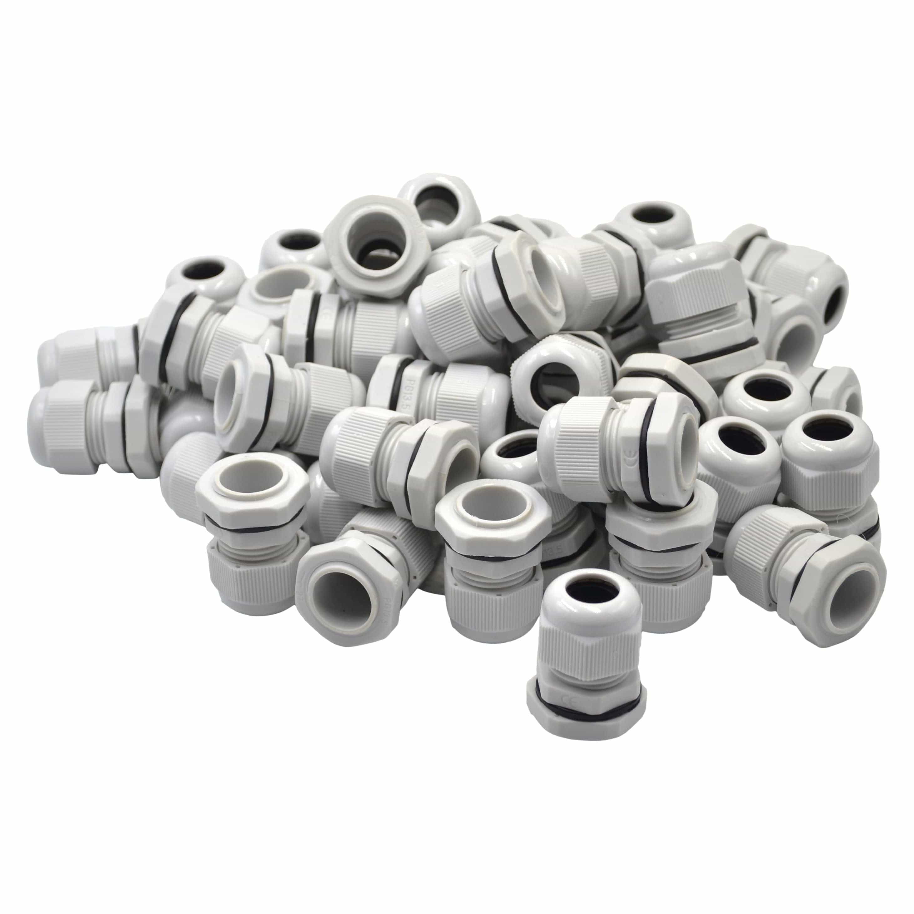 50 Pack IP68 PG13.5 White Nylon Cable Gland 6-12mm Cable Range-0