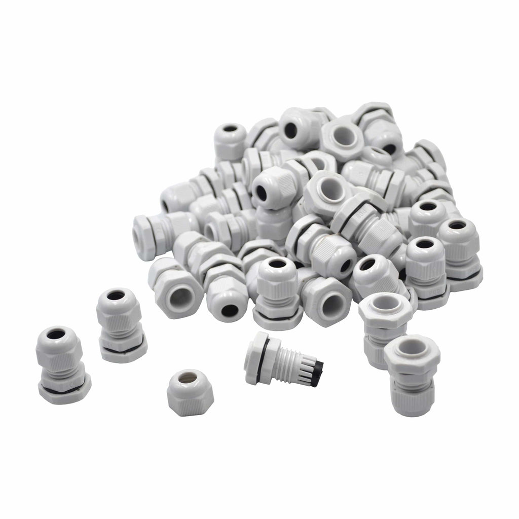50 Pack IP68 PG9 White Nylon Cable Gland 4-8mm Cable Range-3