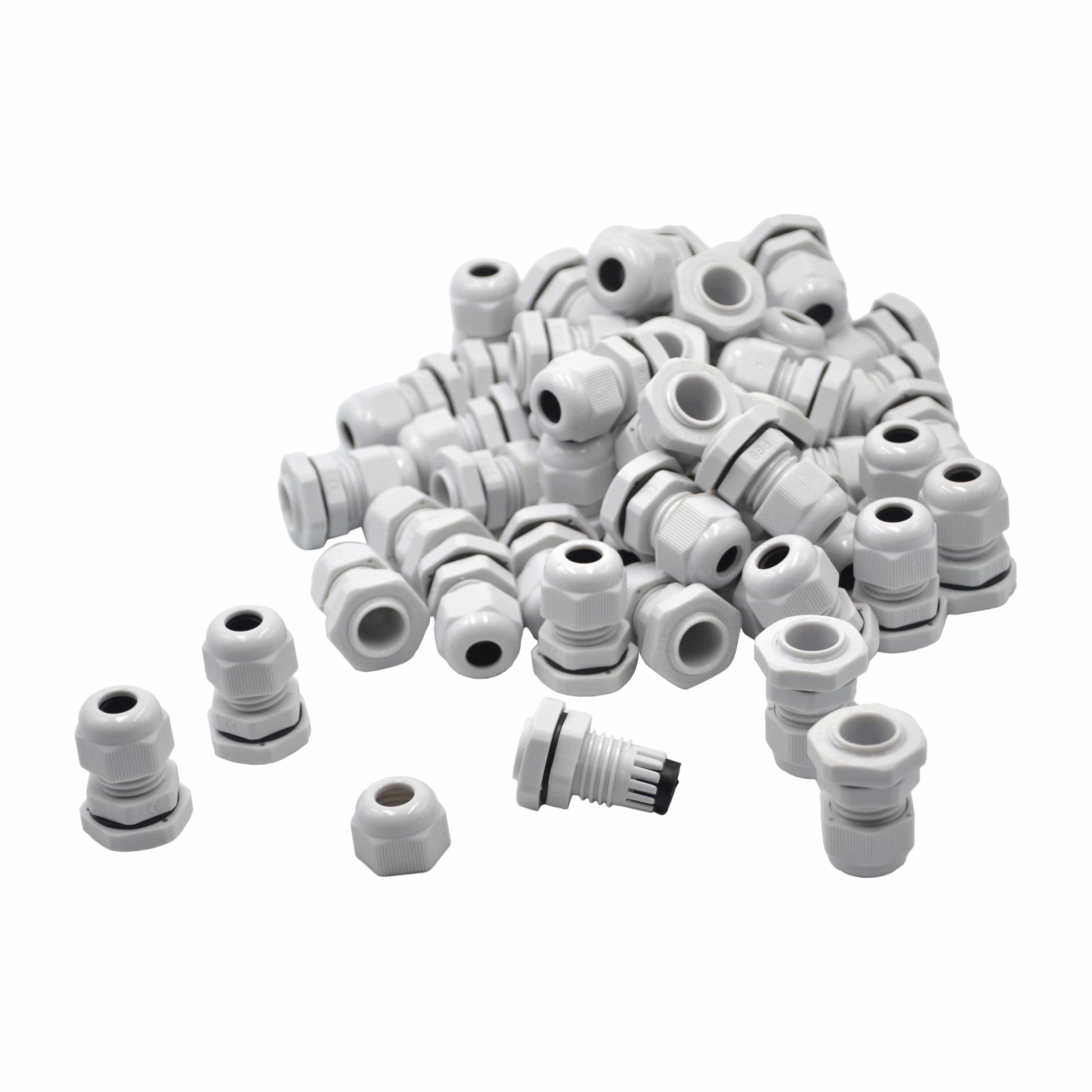 50 Pack IP68 PG9 White Nylon Cable Gland 4-8mm Cable Range-3