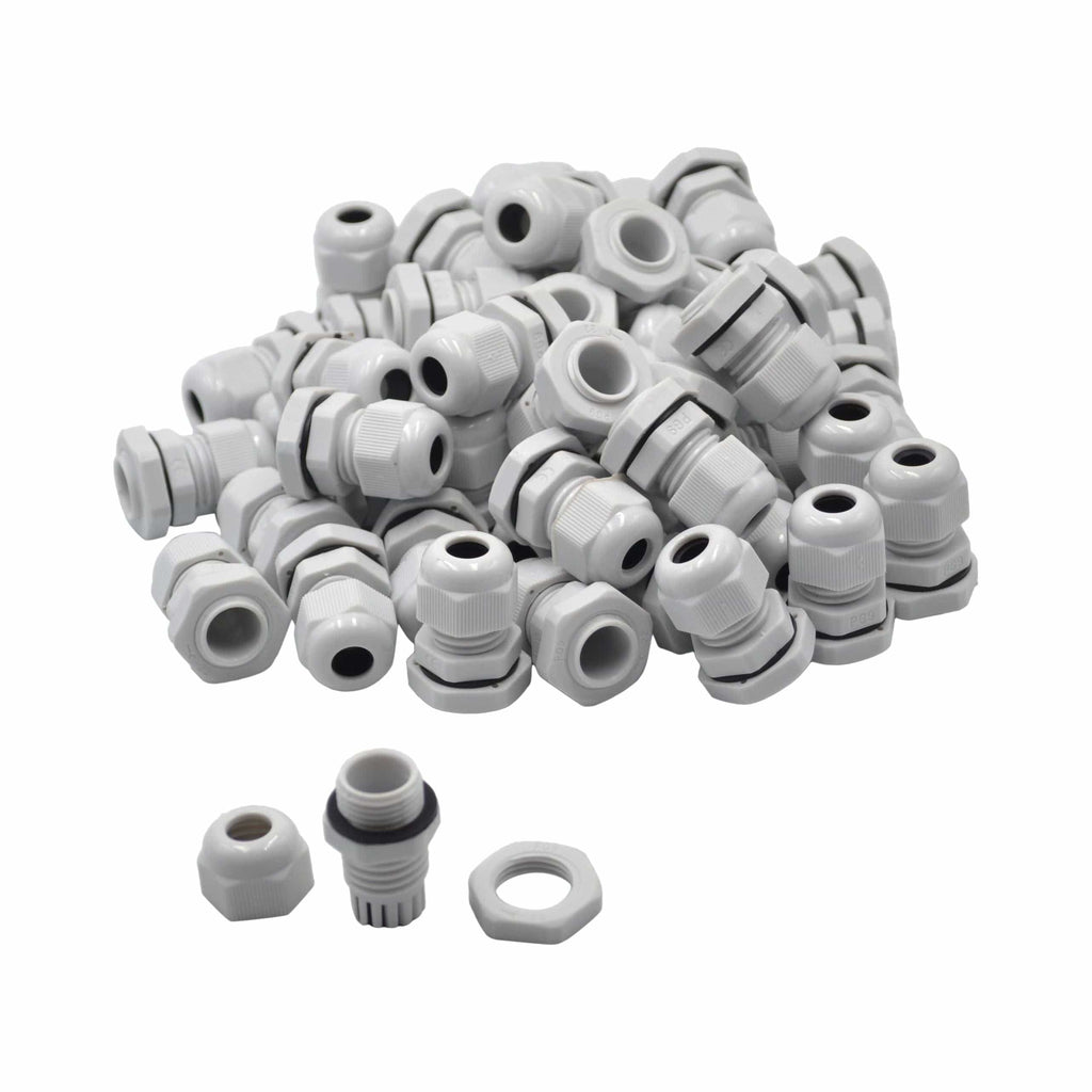 50 Pack IP68 PG9 White Nylon Cable Gland 4-8mm Cable Range-2