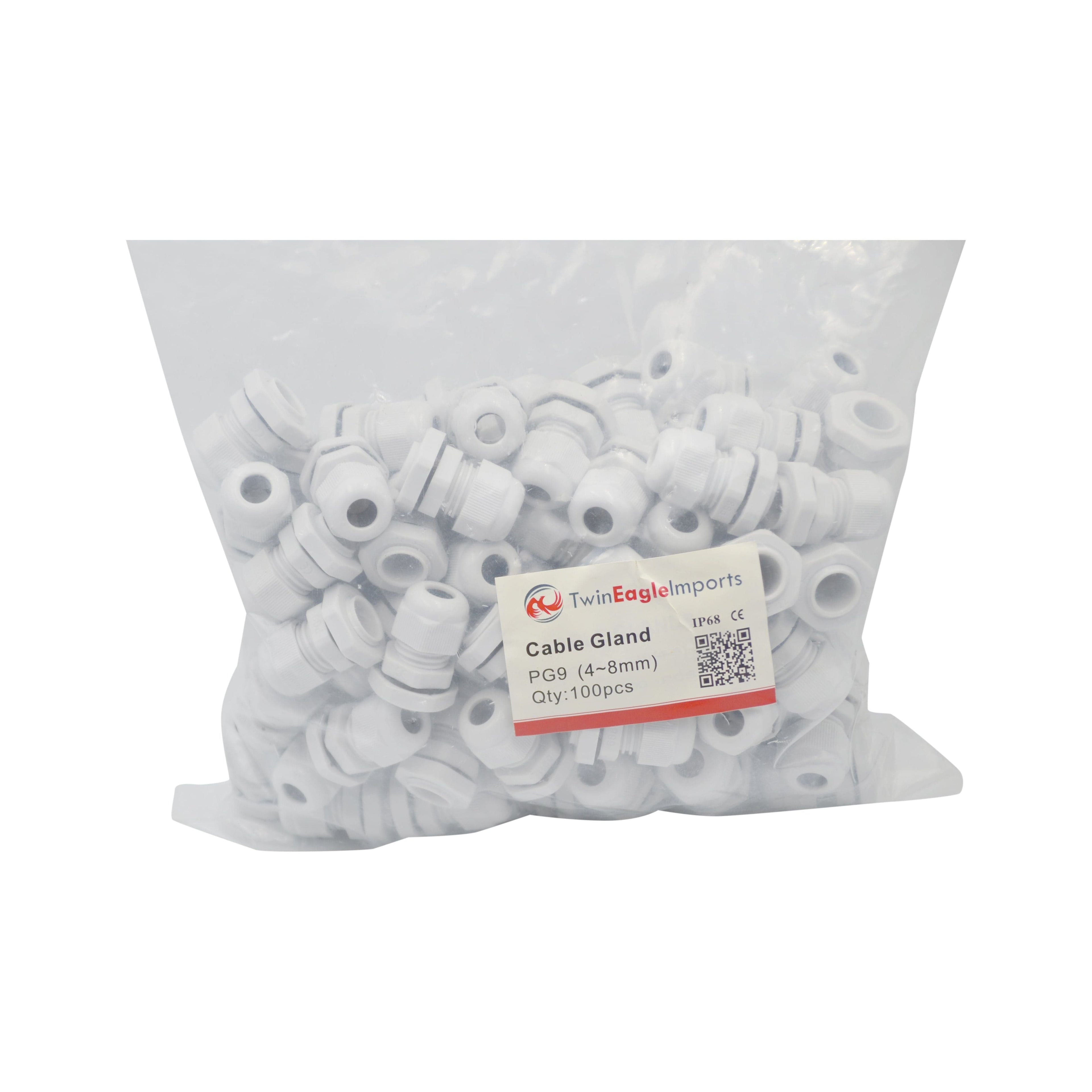 50 Pack IP68 PG9 White Nylon Cable Gland 4-8mm Cable Range-1