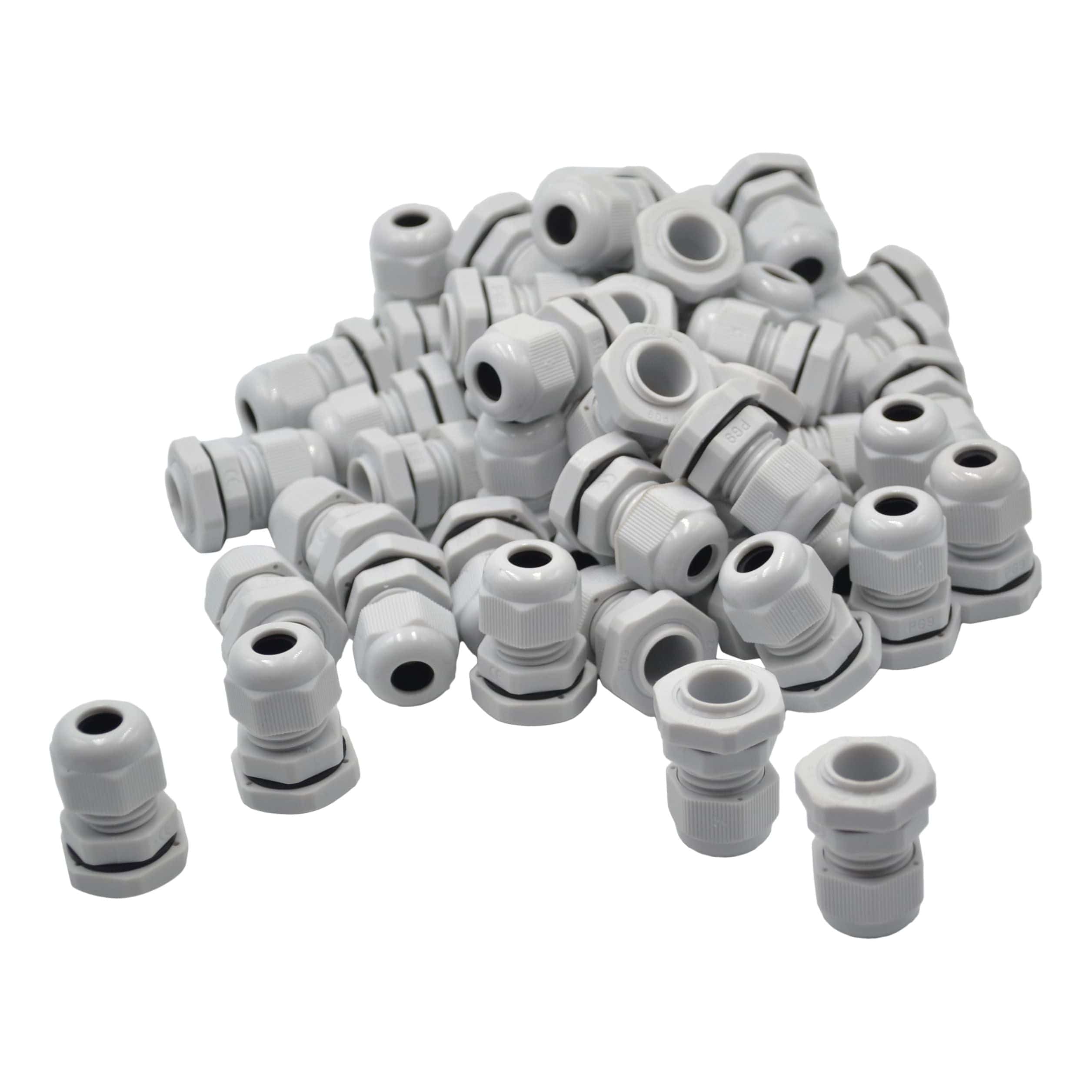 50 Pack IP68 PG9 White Nylon Cable Gland 4-8mm Cable Range-0
