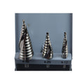 3 Piece Spiral Flute Step Drill Set-0