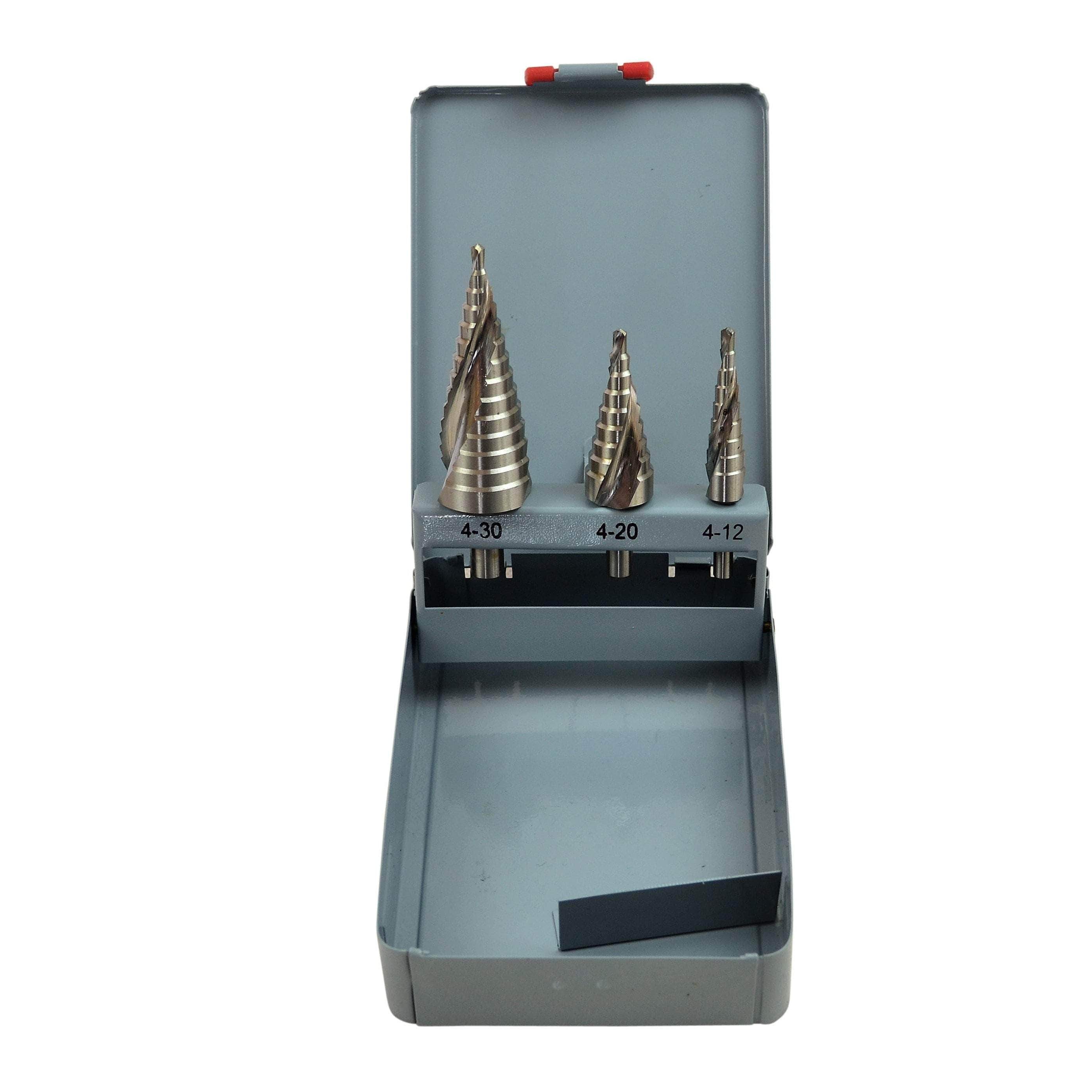 3 Piece Spiral Flute Step Drill Set-1