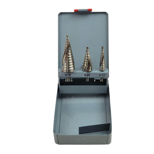 3 Piece Spiral Flute Step Drill Set-1
