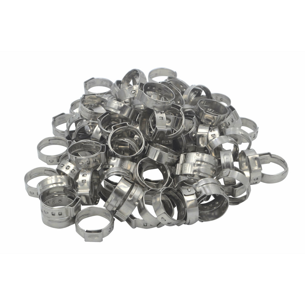 100 Piece 304 Stainless Steel 16-19.2mm Ear Hose Clamp-0