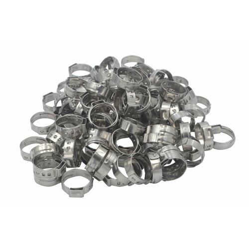 100 Piece 304 Stainless Steel 16-19.2mm Ear Hose Clamp-0