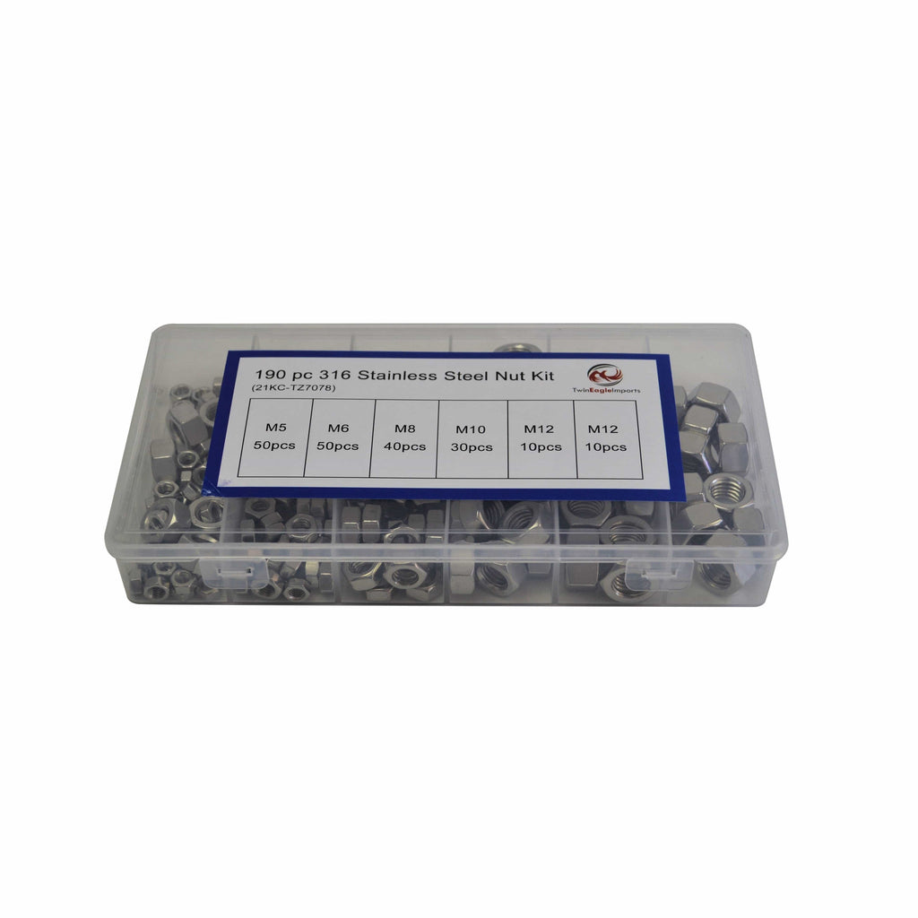 190pc 316 Stainless Steel Metric UNC Hex Nut and 460pc Stainless Steel Washer-2