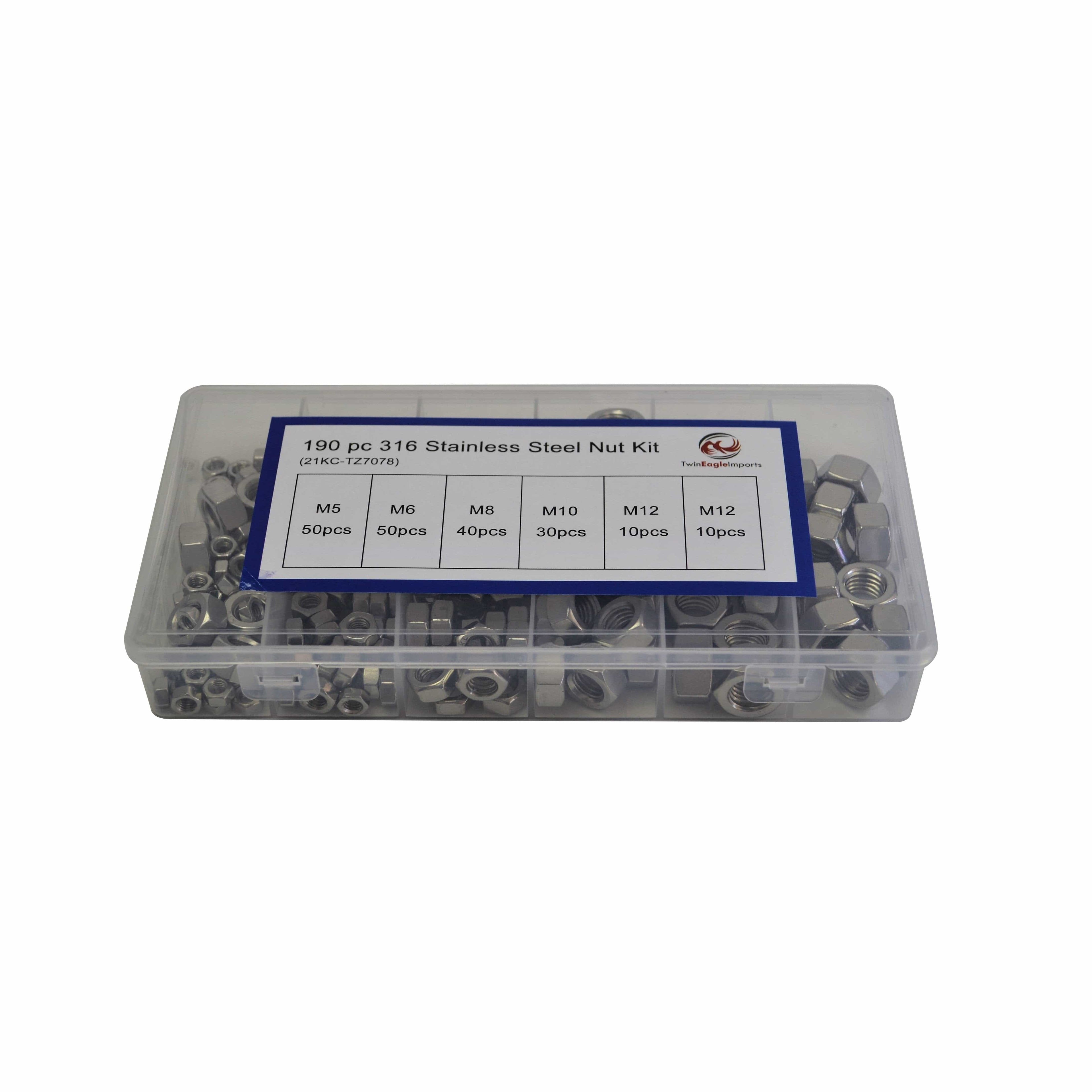 190pc 316 Stainless Steel Metric UNC Hex Nut and 460pc Stainless Steel Washer-2