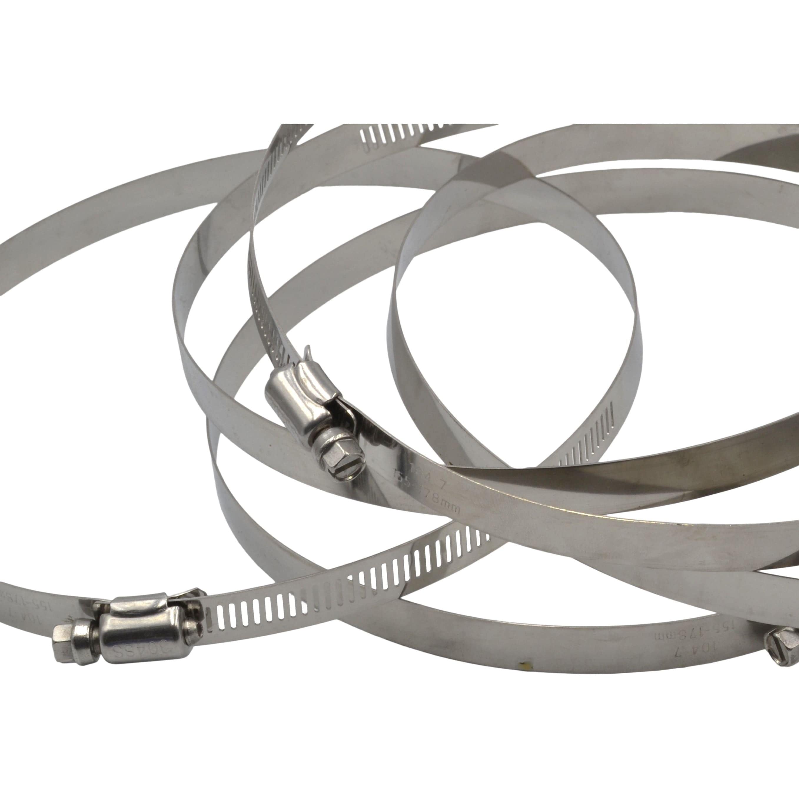 5 Piece 304 Stainless Steel 155-178mm Worm Drive Hose Clamp-2