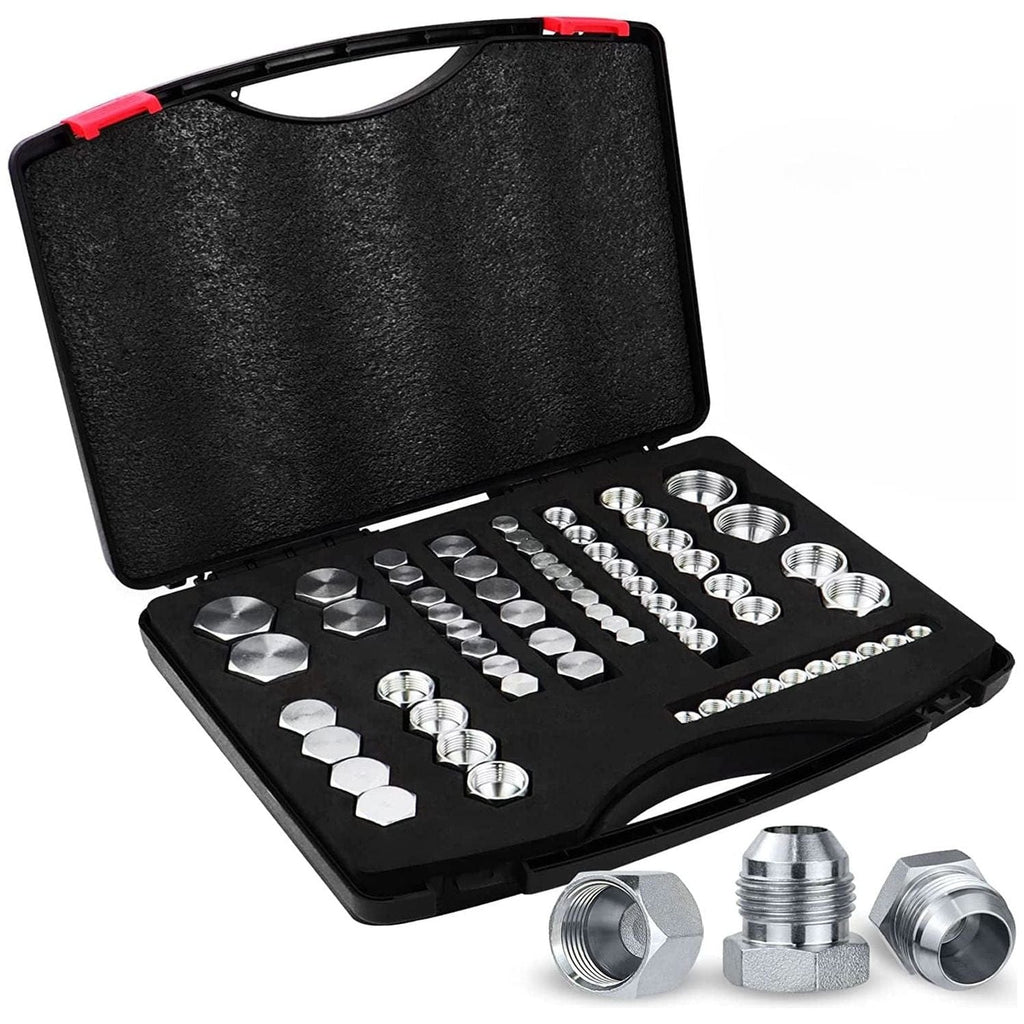 64 Pcs 37 Degree JIC Cap and Plug Hydraulic Blanking Kit-0