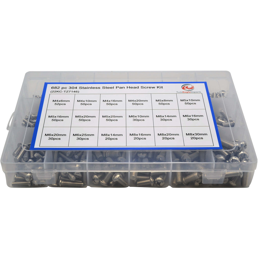 682 Piece 304 Stainless Steel Pan Head Screw Grab Kit Assortment-0