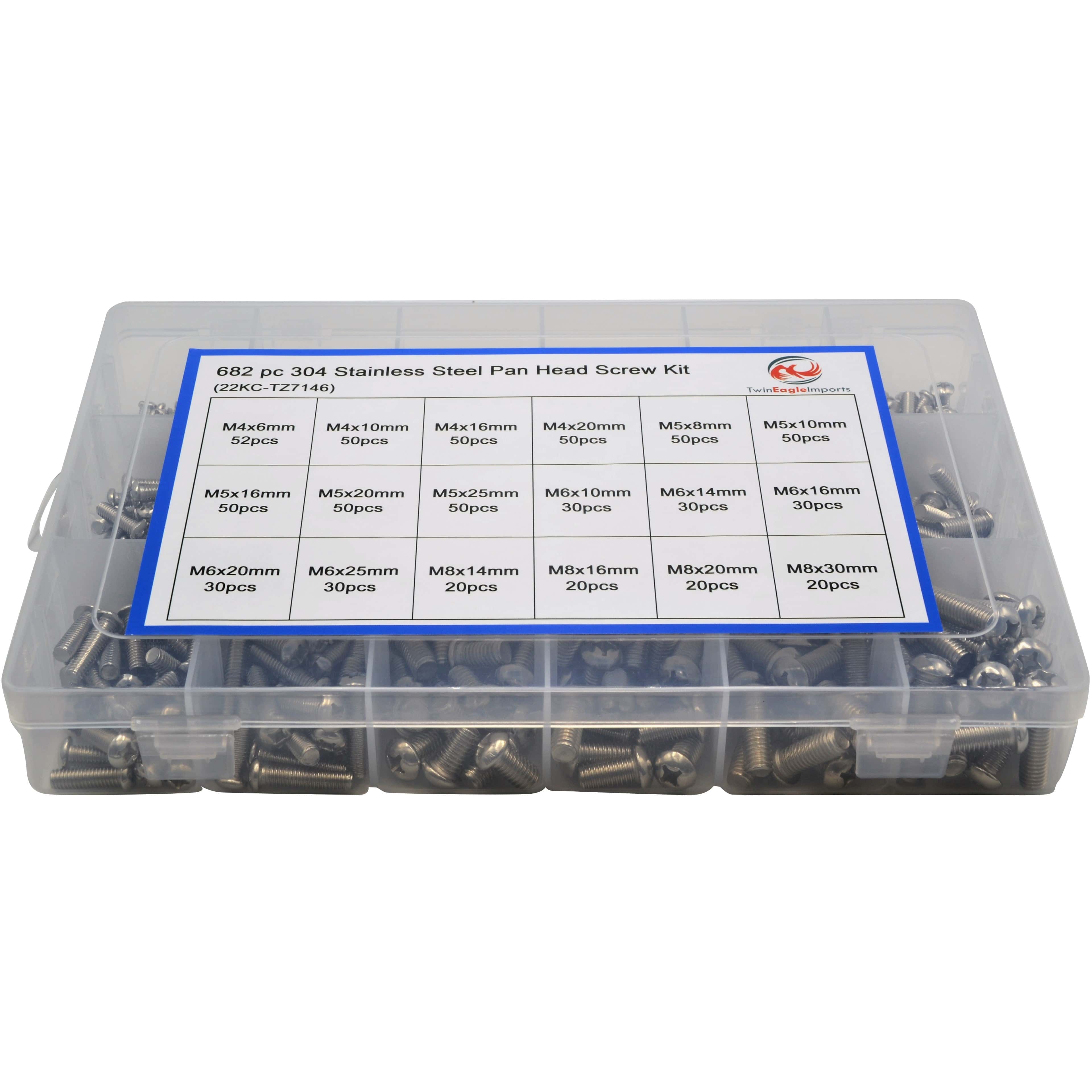 682 Piece 304 Stainless Steel Pan Head Screw Grab Kit Assortment-0