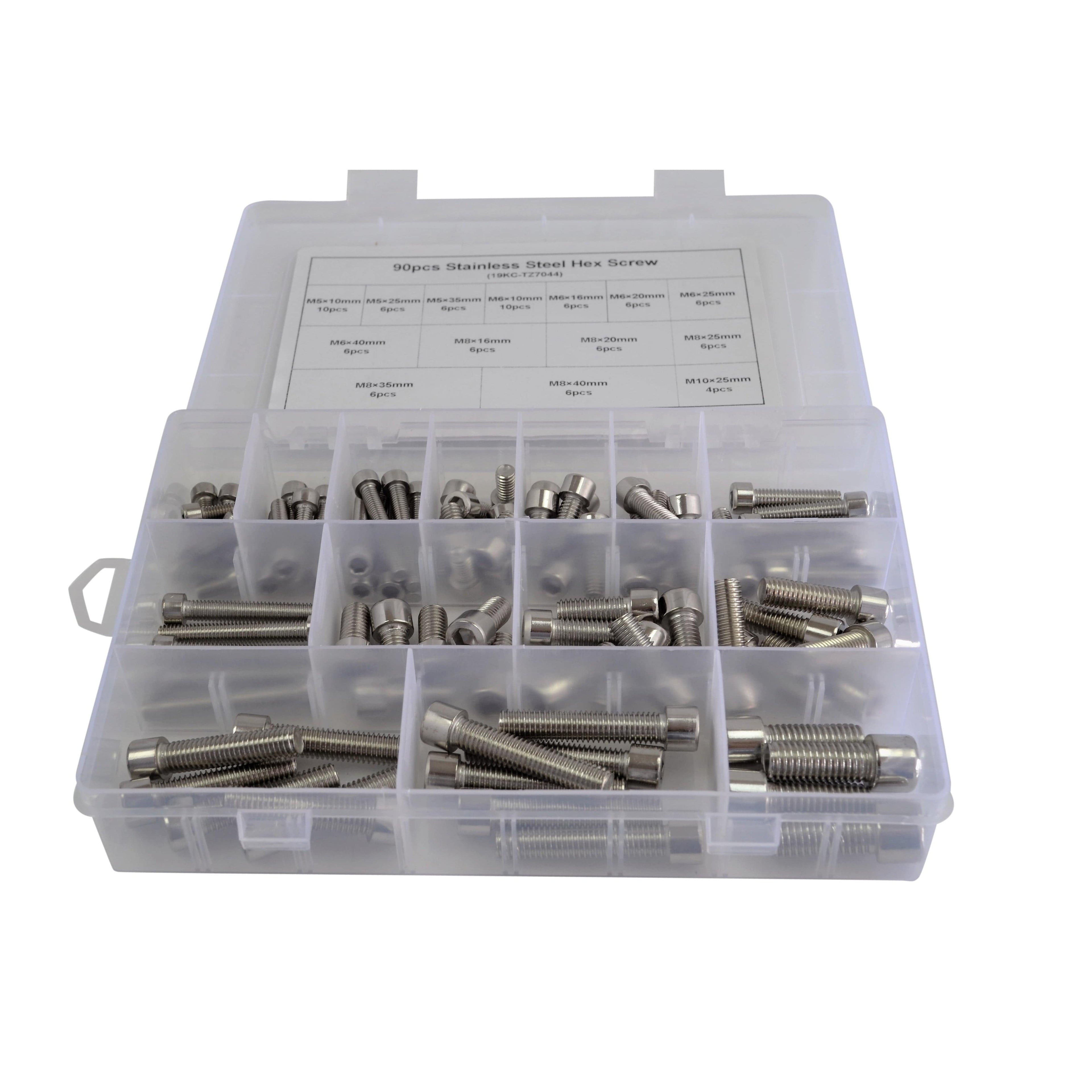90pc Stainless Steel Cap Screw Bolt Assortment  Grab Kit-0